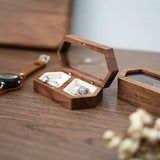 Walnut Wooden Wedding Ring Box Storage Holder