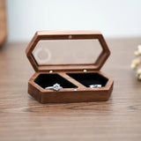 Walnut Wooden Wedding Ring Box Storage Holder
