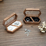 Walnut Wooden Wedding Ring Box Storage Holder
