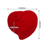Heart Shape Red Rose Double Ring Storage Box Velvet Jewelry Box