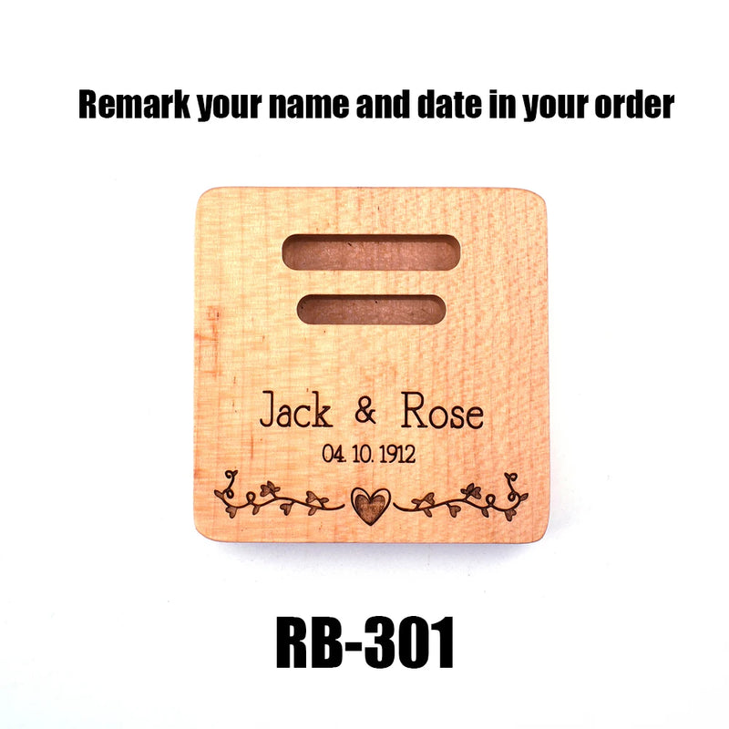 Wood Rustic Ring Box Wedding Ring Wooden Holder Engraving