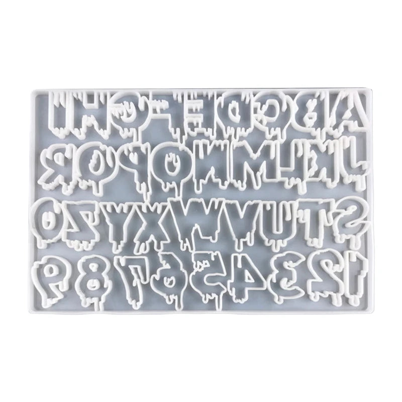 English Alphabet Numbers Pendant Keychain Silicone Mold with Hole