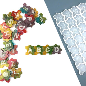 Alphabet Puzzle Silicone Mold for Coaster Key Ring Earring Resin