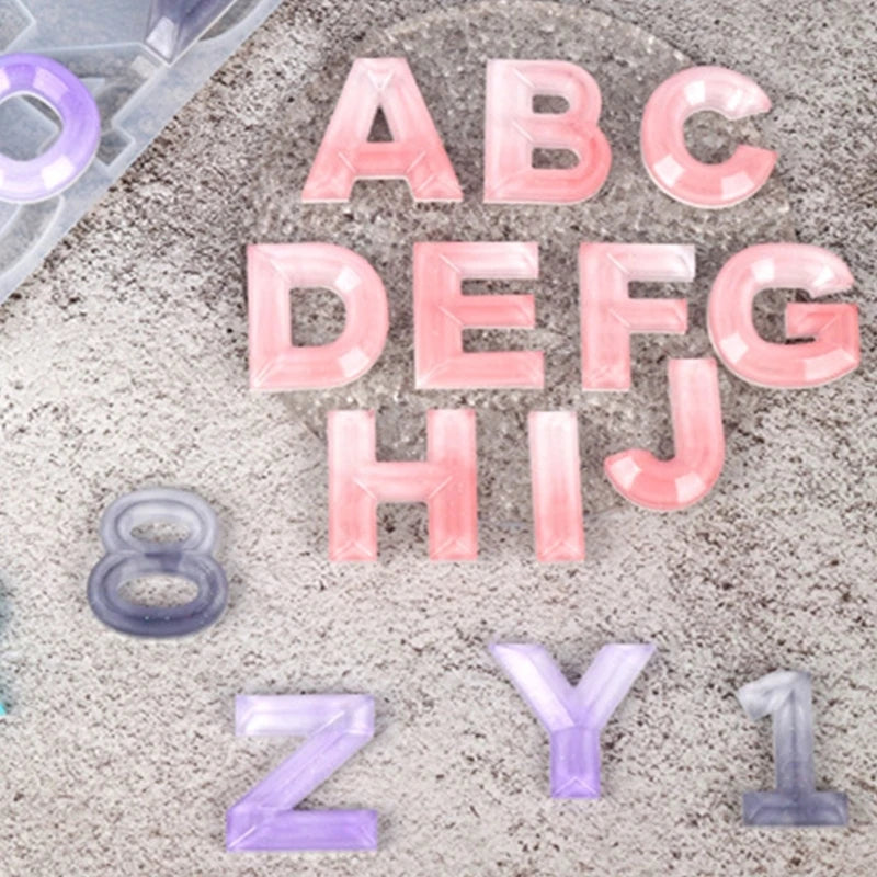 English Letter Resin Molds Silicone Number Alphabet Epoxy Casting Mold