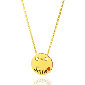 Letter Smile Peach Heart Necklace Stainless Steel
