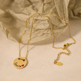 Letter Smile Peach Heart Necklace Stainless Steel
