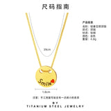 Letter Smile Peach Heart Necklace Stainless Steel