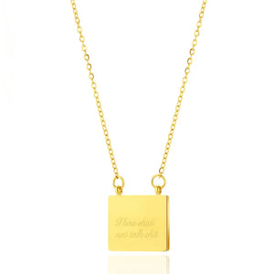 Minimalist Steel Color-Resistant Square Necklace, Autumn & Winter Grade