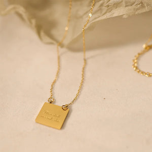 Minimalist Steel Color-Resistant Square Necklace, Autumn & Winter Grade