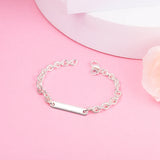 Engravable Bar Link Bracelet S925 Sterling Silver Women's DIY Jewelry