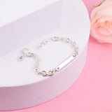 Engravable Bar Link Bracelet S925 Sterling Silver Women's DIY Jewelry
