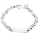Engravable Bar Link Bracelet S925 Sterling Silver Women's DIY Jewelry
