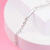 Engravable Bar Link Bracelet S925 Sterling Silver Women's DIY Jewelry