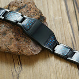 Engravable Dragon Scorpion Wolf Carbon Fiber Men ID Bracelet