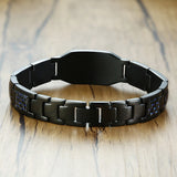Engravable Dragon Scorpion Wolf Carbon Fiber Men ID Bracelet