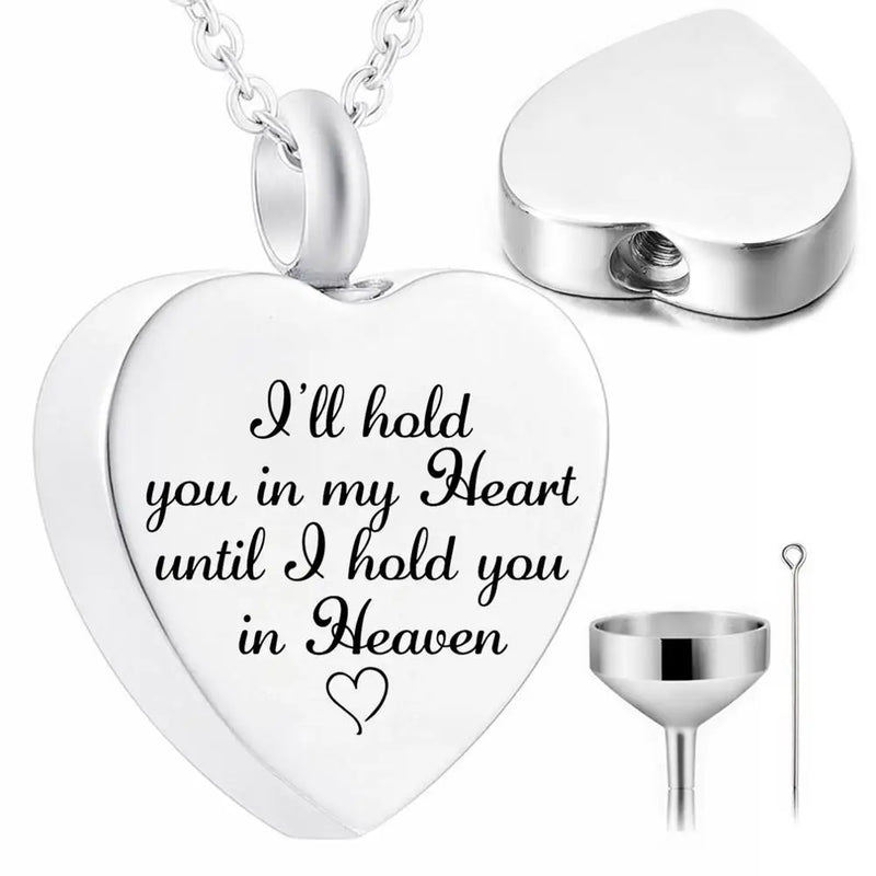 Heart Pendant Cremation Jewelry I Will Hold You Charm Memorial Necklace