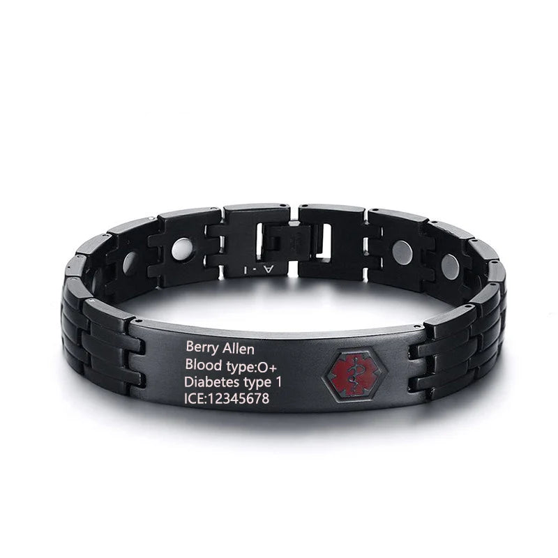 Engravable Medical Alert ID Bracelet DIABETES EPILEPSY ALZHEIMER'S
