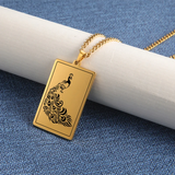 Engraved Image Plate Square Pendant Necklace Personalized Logo Nameplate