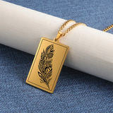 Engraved Image Plate Square Pendant Necklace Personalized Logo Nameplate
