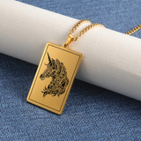 Engraved Image Plate Square Pendant Necklace Personalized Logo Nameplate