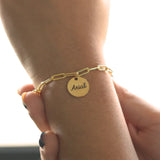 Personalized Name Quote Disc Bracelet S925 Solid Silver Chain Round Jewelry