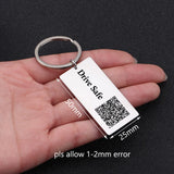 Personalized Drive Safe Keychain for Husband Dad, Custom Text QR Code Key Holder