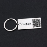 Personalized Drive Safe Keychain for Husband Dad, Custom Text QR Code Key Holder