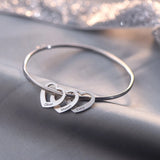Family Name Heart Charm Bracelet, Personalized Steel Bangle