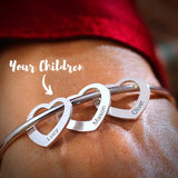 Family Name Heart Charm Bracelet, Personalized Steel Bangle