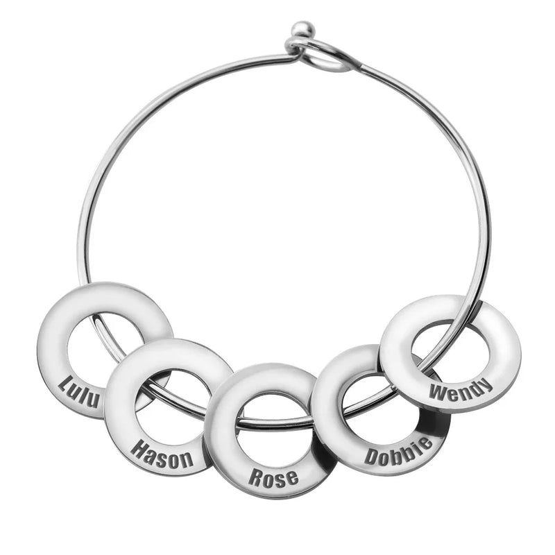 Personalized Family Name Stainless Steel Bracelet - Gift for Mom