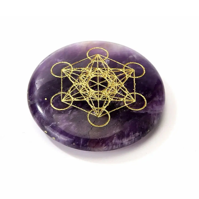 Flower Of Life Metatrone Cube Natural Crystal Stone Reiki Healing