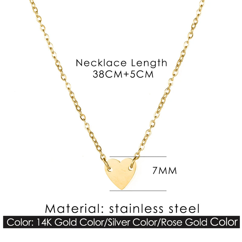 Heart Pendant Necklace with Initials, Stainless Steel Alphabet Choker Jewelry