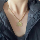 Personalized Softball Number Necklace with Name Engraving