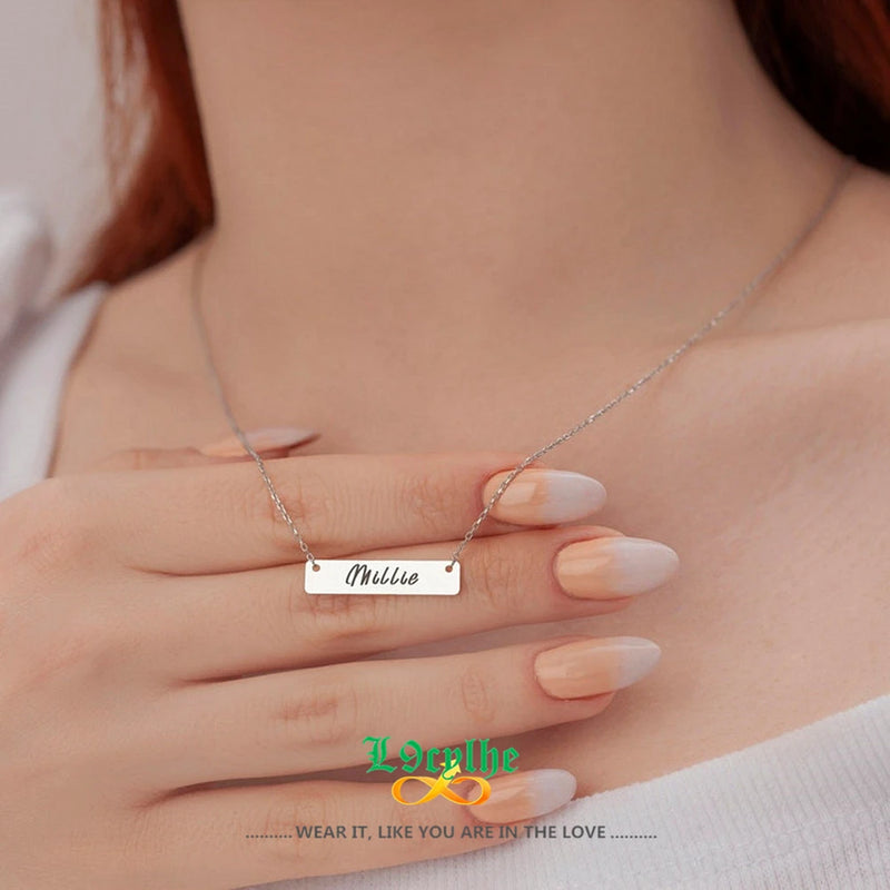 Name Bar Necklace Stainless Steel Collier Femme
