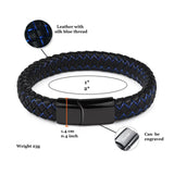 Personalized Engraved Leather Bracelet with Magnet Buckle