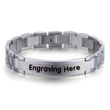 Personalized ID Bracelet for Men Stainless Steel Wristband Adjustable