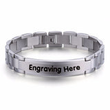 Personalized ID Bracelet for Men Stainless Steel Wristband Adjustable