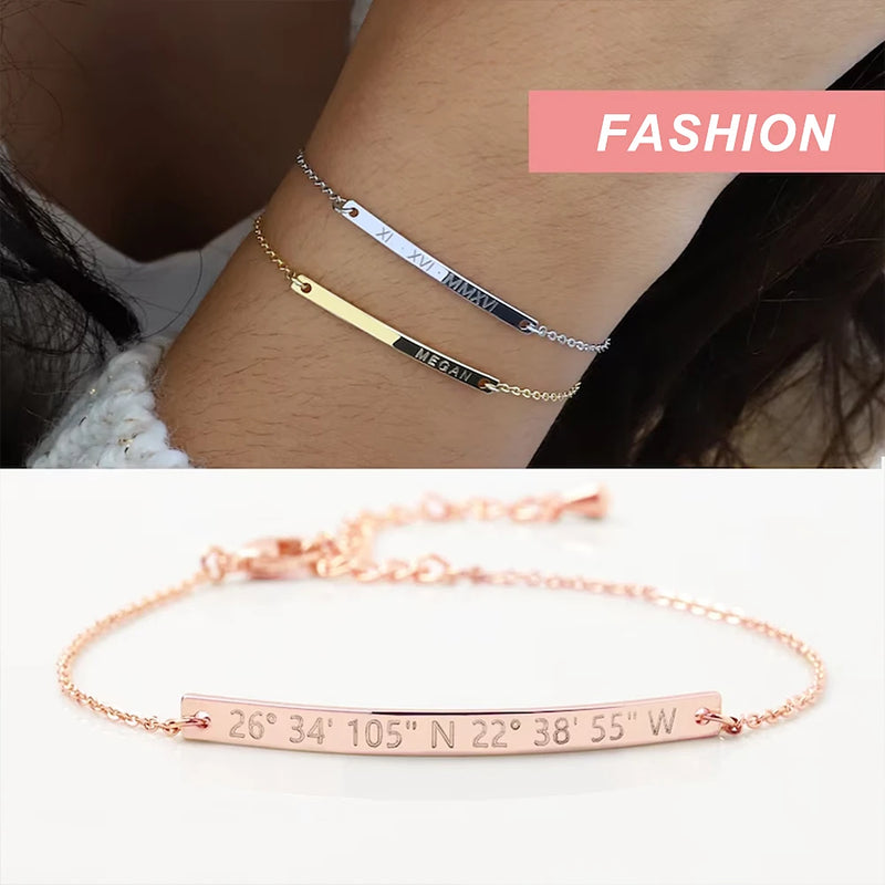 Engrave Name Personalized Bracelets Stainless Steel Nameplate Bracelet