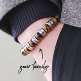 Personalized 10mm Natural Stone Bead Bracelet - Tiger Eyes Stone Stretch Bangle