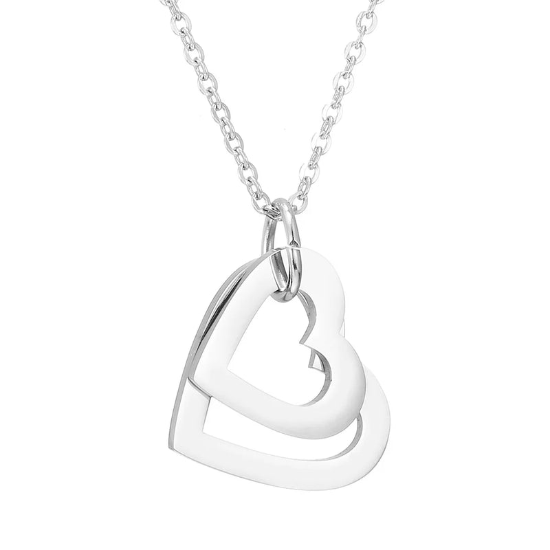 Engrave Names Hollow Out Heart Personalized Pendant Necklace/Silver