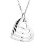 Engrave Names Hollow Out Heart Personalized Pendant Necklace/Silver