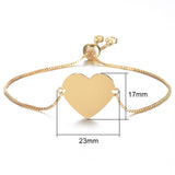 Personalized Paw Bracelet Stainless Steel Adjustable Heart Charm Bangle