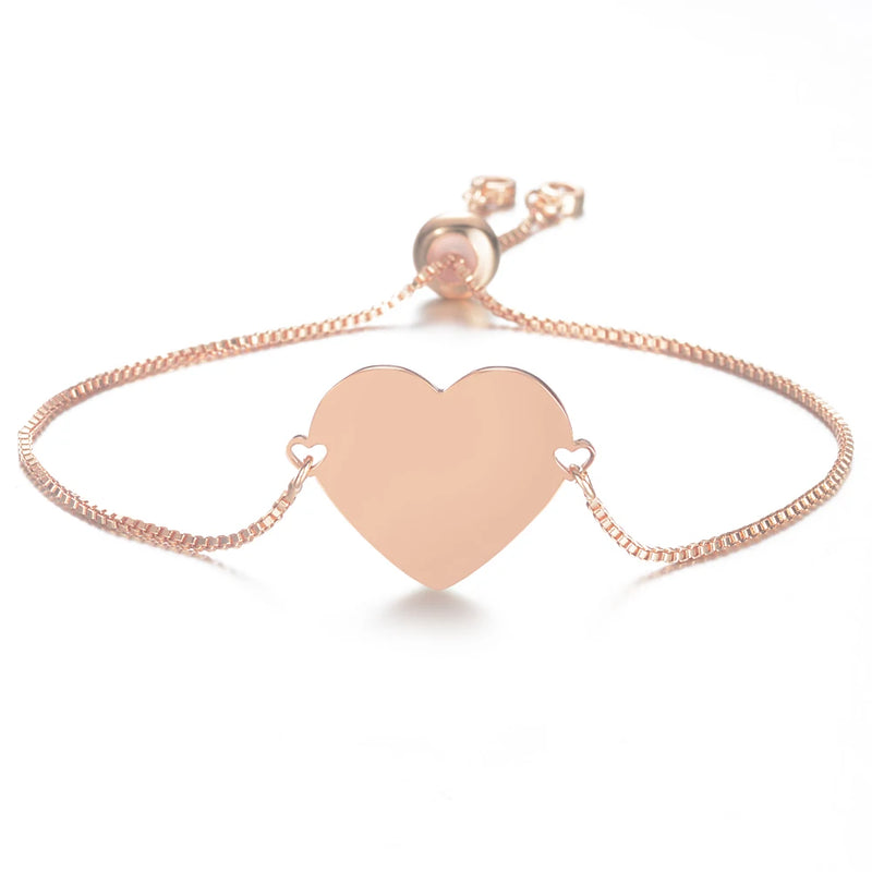 Personalized Paw Bracelet Stainless Steel Adjustable Heart Charm Bangle