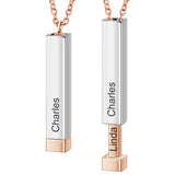 Personalized Relationship Clavicle Necklace 3D Bar Pendant for Her