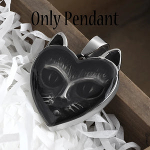 Stainless Steel Cat Head Pendant Necklace Vintage Animal Jewelry
