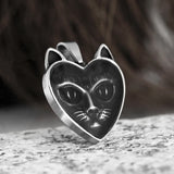 Stainless Steel Cat Head Pendant Necklace Vintage Animal Jewelry