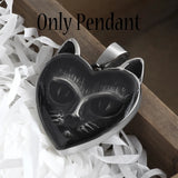 Stainless Steel Cat Head Pendant Necklace Vintage Animal Jewelry