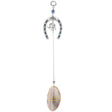 Engraved Agate Slice Lucky Elephant Evil Eye Hanging Ornaments