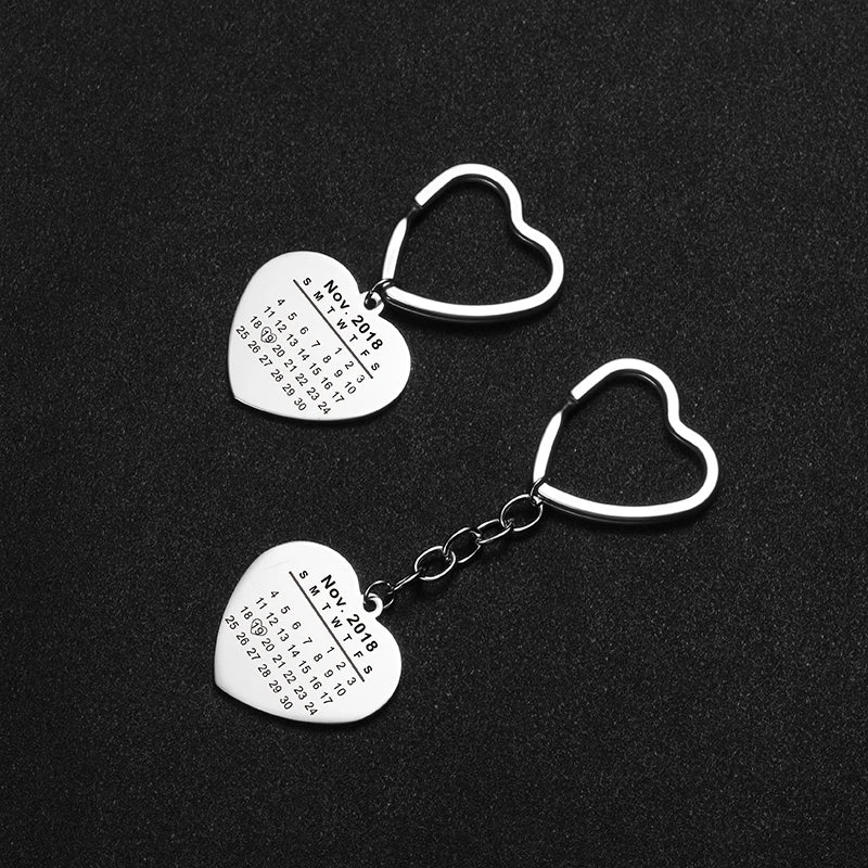 Engraved Baby Name Keychain Personalized Photo Dog Tag Heart Stainless Steel