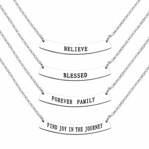 Engraved Bar Necklace Initial Jewelry Stainless Steel Personalized Necklace